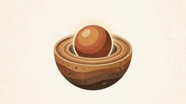 Cross section of planet earth showing core and crust layers in a flat vector illustration