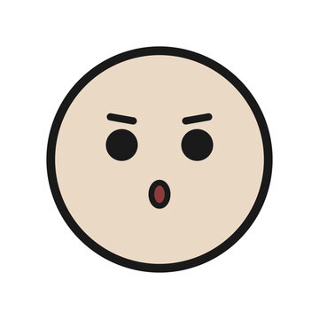 A pale beige face with raised eyebrows, wide black circular eyes, and a small oval mouth, expressing fear or anxiety.