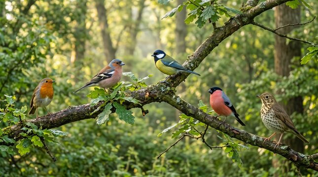 Birds on branch