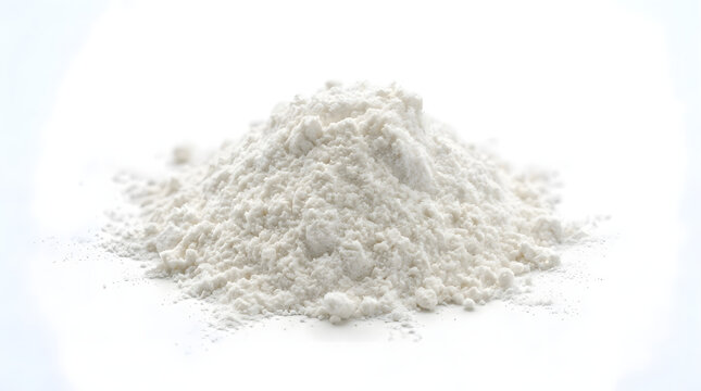 Mound of white corn starch powder isolated on a clean white background