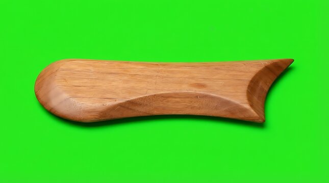 A hand carved wooden gua sha tool for traditional skincare massage therapy