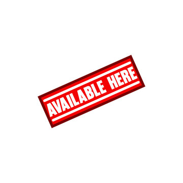 Red Available Here rubber stamp isolated on white background