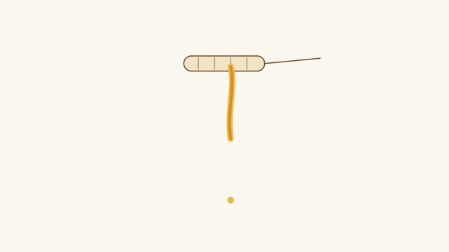 Stretching orange thread from horizontal