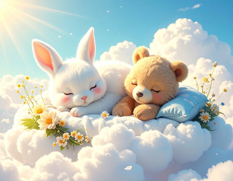 うさぎ　寝てる　Cute sleeping bunny
