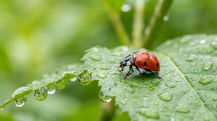 Fototapeta premium ladybug on leaf
