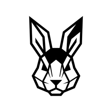 Geometric abstract rabbit head icon symbol clean minimalist vector