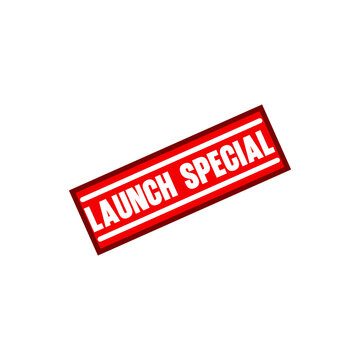 Red Launch Special Rubber Stamp Isolated on White Background