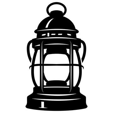 vintage oil lamp vector icon illustration