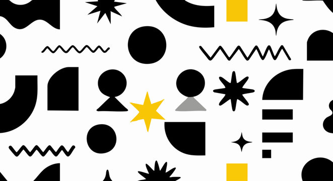 Geometric Abstract Patterns Memes Set, Memes Pattern Black Yellow White Minimalist Memes Graphical Decoration