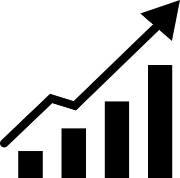Modern flat-style collection of business growth arrow icons featuring upward trends, bar charts, financial performance, investment, profits, analytics and business success concepts. Clean minimalist g