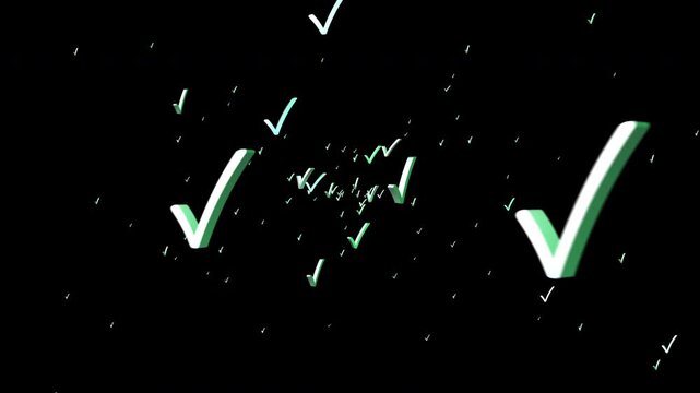 Check marks move dense swarm transparent background alpha Approval voting checklist verification completed tasks success positive feedback decision making done right.
