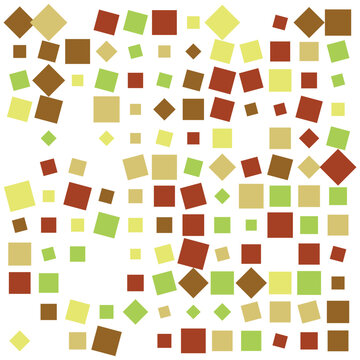 An abstract backdrop featuring a dense arrangement of tiny colorful squares and rectangles closely packed together on a pristine white background surface