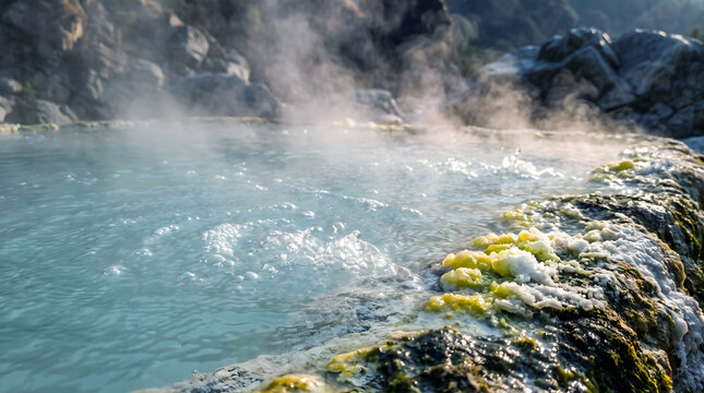 Volcanic Hot Spring Tattapani Sulfur Bubbles Mineral Water Macro Himachal