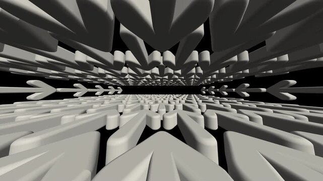 Arrows form a dynamic tunnel perspective depth transparent background alpha channel. Direction navigation business strategy focus choice copy space