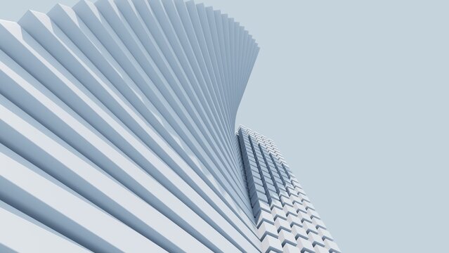 Futuristic Parametric Twisted Skyscraper Tower Low Angle Worms Eye View Modern Architecture Spiral Building