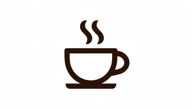 Simple flat vector icon of a steaming cup of coffee or tea.