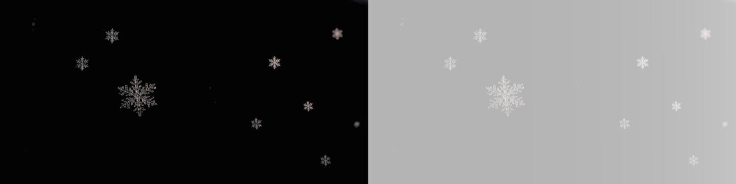 Scattered icy snowflakes and subtle falling snow creating a clean Christmas weather effect