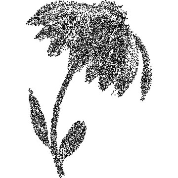 Flower with retro photocopy stipple effect, for grunge punk y2k collage design. Vector illustration in vintage halftone dot dither design for banner or poster