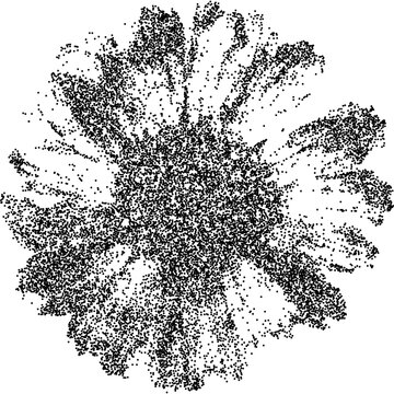 Flower with retro photocopy stipple effect, for grunge punk y2k collage design. Vector illustration in vintage halftone dot dither design for banner or poster