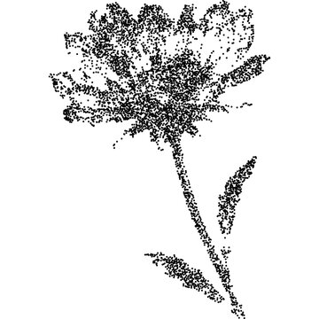 Flower with retro photocopy stipple effect, for grunge punk y2k collage design. Vector illustration in vintage halftone dot dither design for banner or poster