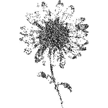 Flower with retro photocopy stipple effect, for grunge punk y2k collage design. Vector illustration in vintage halftone dot dither design for banner or poster