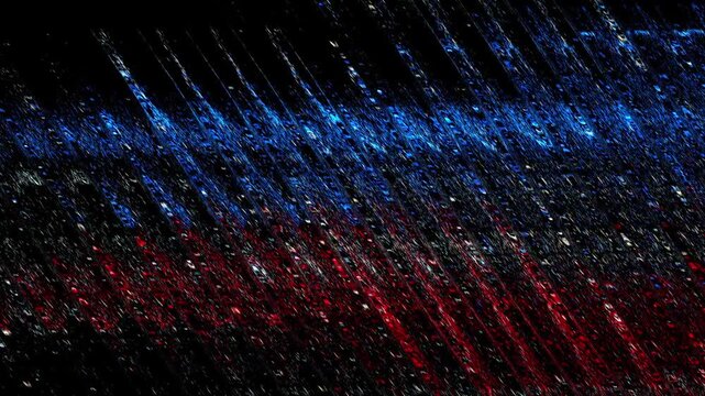 Abstract russian flag forming in glitchy digital noise