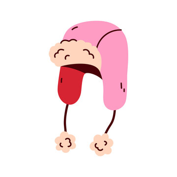 Trendy pink winter ushanka hat with ear flaps and ties