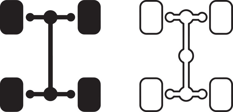 A diagram showing the difference between solid and outline vehicle drivetrain configurations for automotive engineering educational purposes