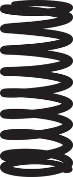 A simple black outline illustration of a helical metal coil spring isolated on a plain white background