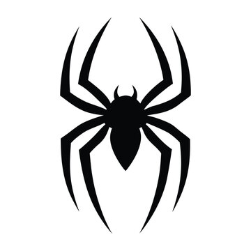 Stylized Black Spider Vector Logo