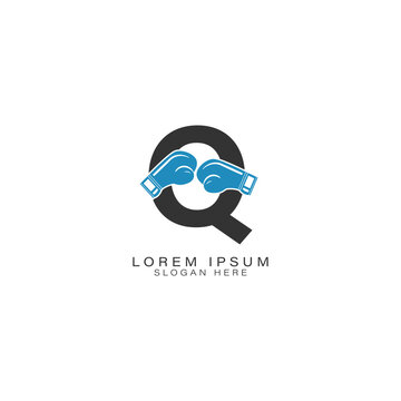Letter Q Logo Design with Boxing Gloves. Alphabet Q Icon for Boxing Sport Design