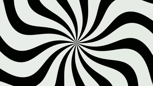 Abstract background with a black and white hypnotic spiral pattern radiating from the center