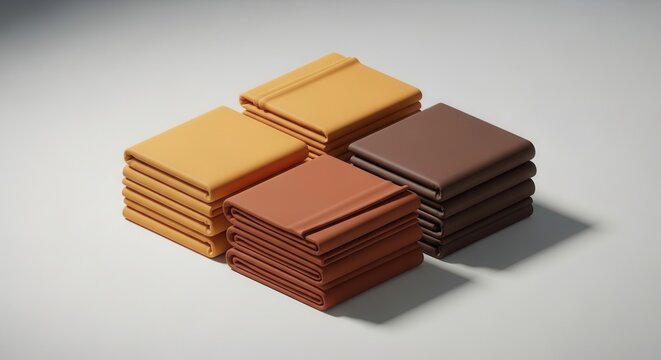 Stacked Folded Textiles In Earth Tones Arranged Creatively