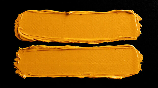Yellow Paint Strokes Forming Banner on Black Background