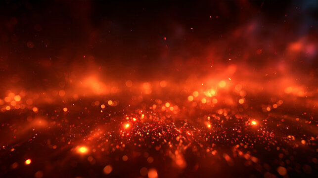 Abstract Glowing Fire Sparks and Embers Background