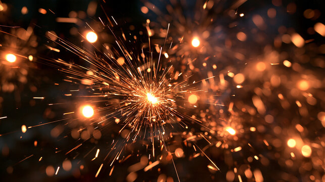 Glowing Sparkler Emitting Bright Sparks in Celebration