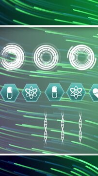 Animation of medical icons over green trails