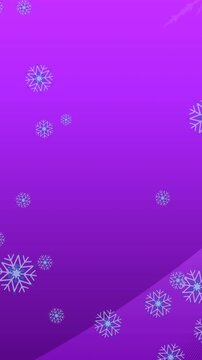 Animation of falling snowflakes on purple background