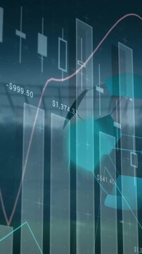 Animation of financial data processing football and sports stadium