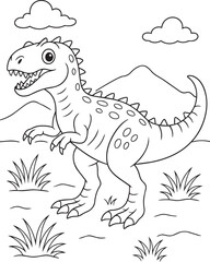 Cute cartoon dinosaur coloring page for kids © sheikhmasud19