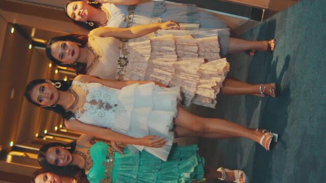 Group of Women in Dresses with 360 Spinning Camera Vortex Effect