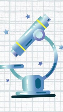 Animation of microscope icon moving over white background
