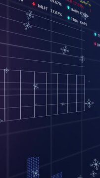 Animation of multiple graphs with changing numbers and trading boards over black background