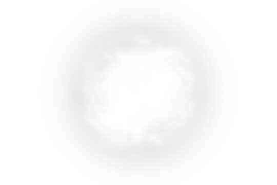 Glowing white radial gradient smoky rounded circle sun effect with soft blur spotlight lens flare and luminous contrast overlay isolated on transparent background
