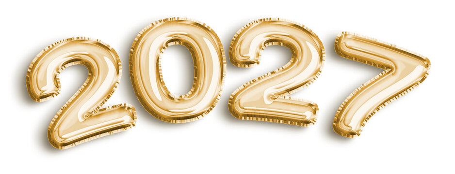 2027 gold foil balloon numbers