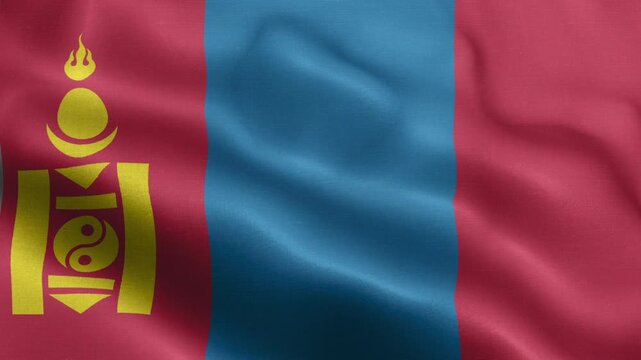 Mongolia Flag Waving Animation | Realistic 3D National Flag Loop 4K
