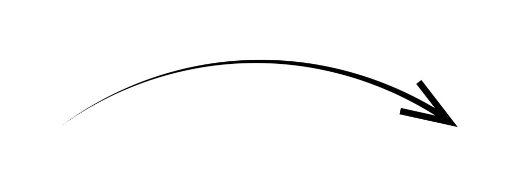 Long curved drawn arrow vector