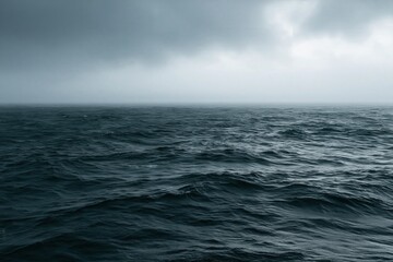 Obraz premium Dark ocean waves under a cloudy sky