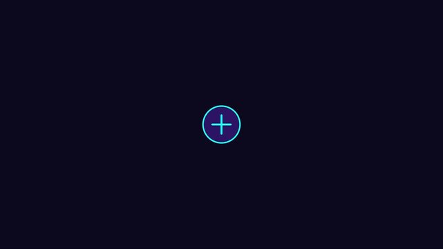 Minimalist plus sign animation on dark 4k background, for user interface