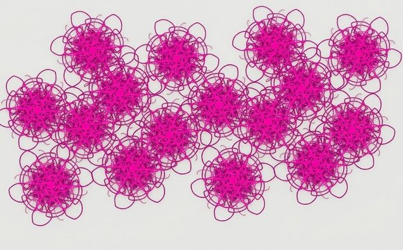 Abstract Pattern of Pink Scribble Flowers on White Background